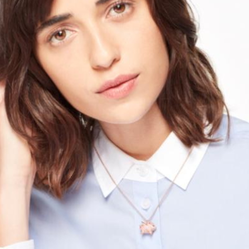 Kate Spade Pave Flying Piglet Necklace - Picture 3 of 4